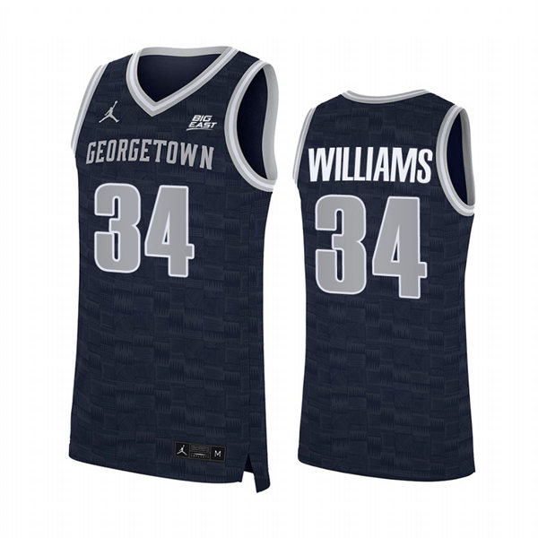 Mens Youth Georgetown Hoyas #34 Reggie Williams 2022 Navy College Basketball Game Jersey